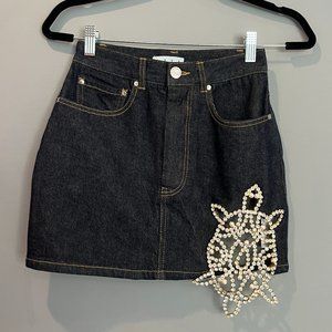 BNWT Area Embellished Denim Skirt with Crystals